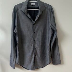 Calvin Klein Dark Gray Casual Button Down Shirt